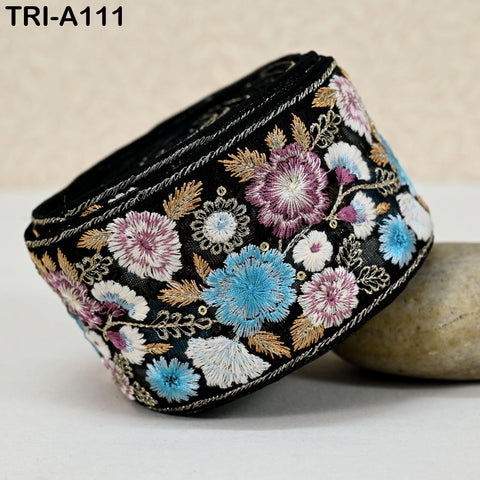 9 Yard Indian Embroidery 70mm Fabric Trim Decorative Dress Saree Embellishments DIY Crafting Sewing Curtains Sari Border Embroidered Ribbon