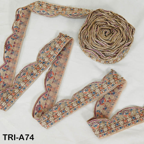 9 Yard Beaded Indian Embroidery Ribbon Beaded Trim Sari Border DIY Craft Lampshade Regency Reticules Victorian Handbags Junk Journal 5 cm