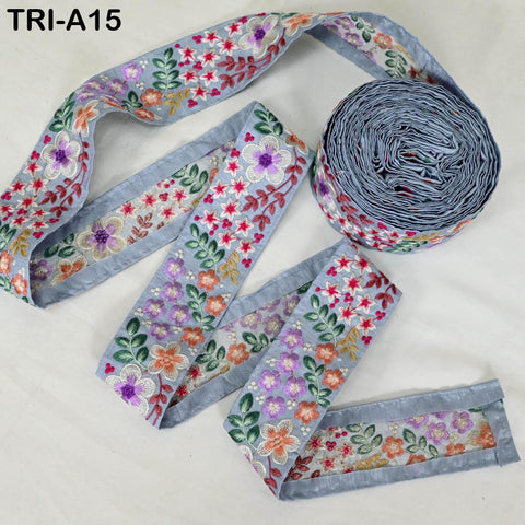 9 Yard Indian Embroidery Ribbon 5cm Trim Sari Border Crafting Sewing Embroidered Decorative Costumes Designing Curtain Home Decor Trimmings