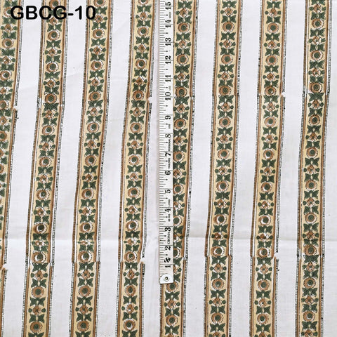 Block Printed Floral Cotton Fabric, Summer Dress, Sleepwear Pajamas Sewing Material by the Yard, Pale Yellow and Green