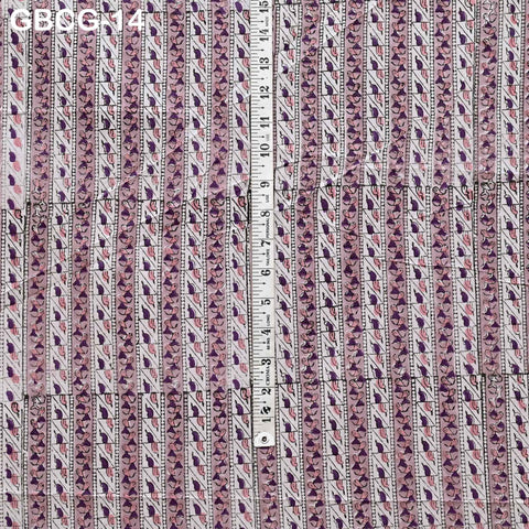 Block Printed Floral Cotton Fabric, Summer Dress, Sleepwear Pajamas Sewing Material by the Yard, Mauve, Purple and White