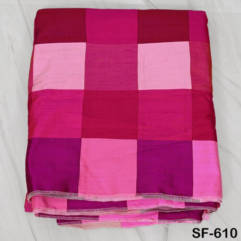 49" Stitched Patchwork Pure Dupioni Raw Silk Fabric by the Yard Indian Crafting, Sewing, Wedding Dresses, Skirts, Vest Coats Pillow Covers