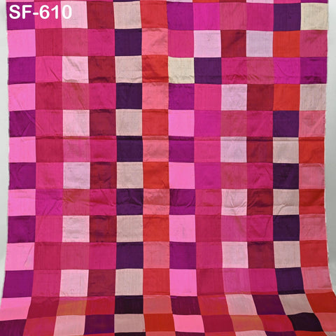 49" Stitched Patchwork Pure Dupioni Raw Silk Fabric by the Yard Indian Crafting, Sewing, Wedding Dresses, Skirts, Vest Coats Pillow Covers