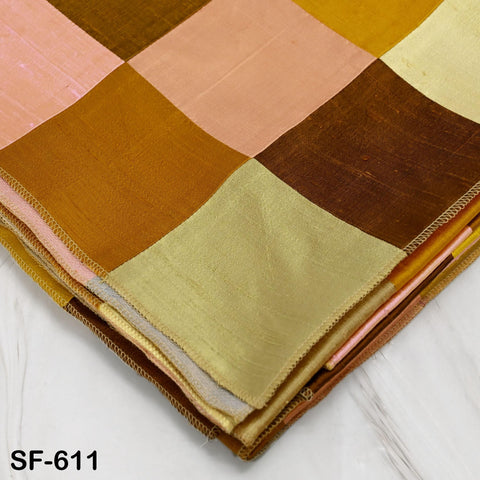 52" Stitched Patchwork Pure Dupioni Raw Silk Fabric by the Yard Indian Crafting, Sewing, Wedding Dresses, Skirts, Vest Coats Pillow Covers