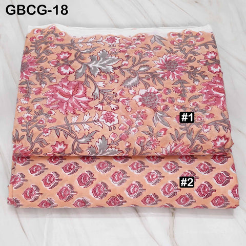 Hand Block Printed Floral Cotton Fabric, Soft Medium-Weight, Sewing Crafting Material By Yard