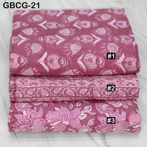 Hand Block Printed Floral Cotton Fabric, Onion Pink Summer Dresses Apparel Sewing Material