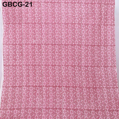 Hand Block Printed Floral Cotton Fabric, Onion Pink Summer Dresses Apparel Sewing Material