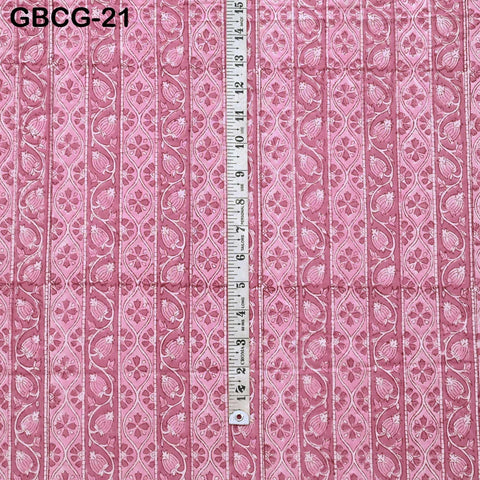 Hand Block Printed Floral Cotton Fabric, Onion Pink Summer Dresses Apparel Sewing Material