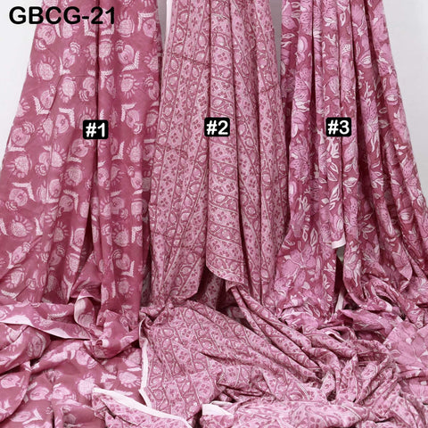 Hand Block Printed Floral Cotton Fabric, Onion Pink Summer Dresses Apparel Sewing Material
