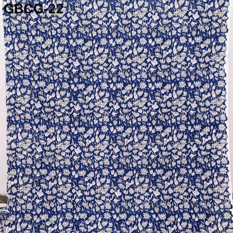 Block Printed Floral Cotton Fabric, Blue, White, Summer Dress Sewing Material