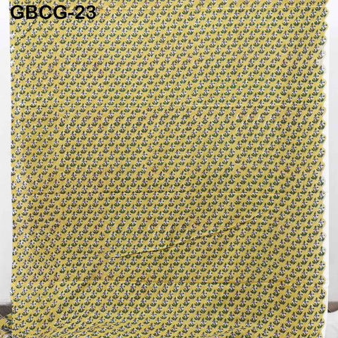 Block Printed Cotton Fabric, Yellow Floral Summer Dress Sewing Material, Soft Cotton by Yard