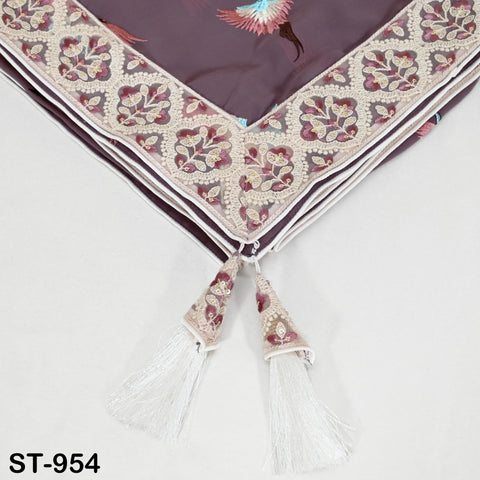 Mauve Parsi Gara Dupatta, Embroidered Stoles, Georgette Long Chunni, Bridal Veil Lehenga Embroidery Indian long Stole Bridesmaid Gift