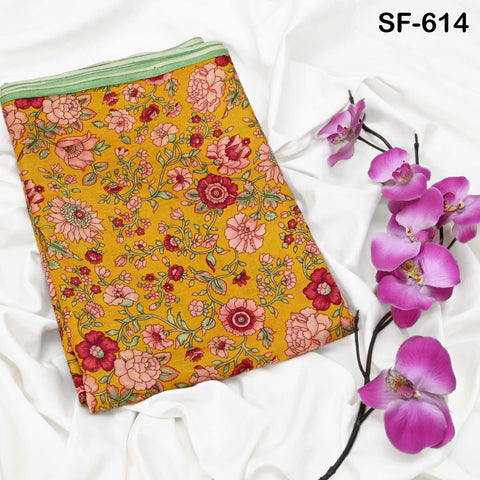Indian Yellow Soft Pure Printed Silk Saree Fabric By The Yard Wedding Dresses Bridesmaid Party Costumes DIY Crafting, and Sari Sewing