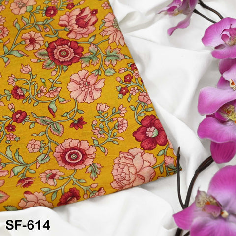 Indian Yellow Soft Pure Printed Silk Saree Fabric By The Yard Wedding Dresses Bridesmaid Party Costumes DIY Crafting, and Sari Sewing