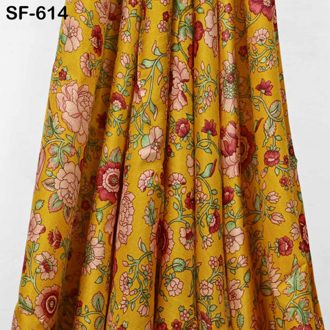 Indian Yellow Soft Pure Printed Silk Saree Fabric By The Yard Wedding Dresses Bridesmaid Party Costumes DIY Crafting, and Sari Sewing