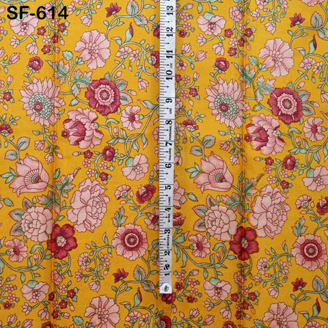 Indian Yellow Soft Pure Printed Silk Saree Fabric By The Yard Wedding Dresses Bridesmaid Party Costumes DIY Crafting, and Sari Sewing