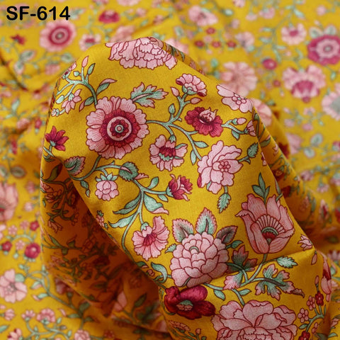 Indian Yellow Soft Pure Printed Silk Saree Fabric By The Yard Wedding Dresses Bridesmaid Party Costumes DIY Crafting, and Sari Sewing