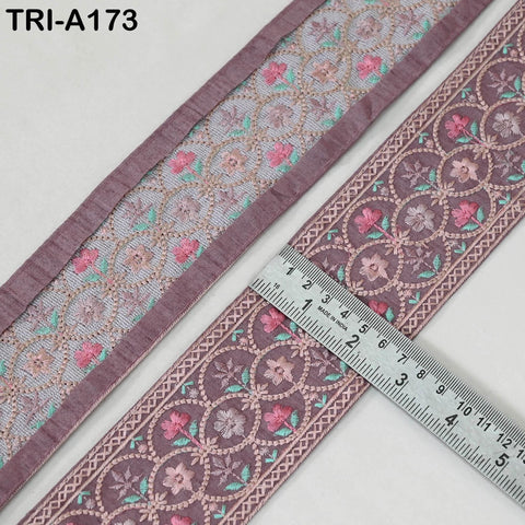 9 Yard Dusty Mauve Embroidery Ribbons 6cm Indian Sari Border Embroidered Crafting Sewing Tablecloth Lampshade Home Decor Costumes Trimmings