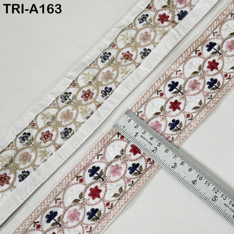 9 Yard Ivory Embroidery Ribbons 6cm Indian Sari Border Embroidered Crafting Sewing Tablecloth Lampshade Home Decor Costumes Trimmings