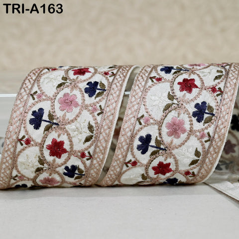 9 Yard Ivory Embroidery Ribbons 6cm Indian Sari Border Embroidered Crafting Sewing Tablecloth Lampshade Home Decor Costumes Trimmings
