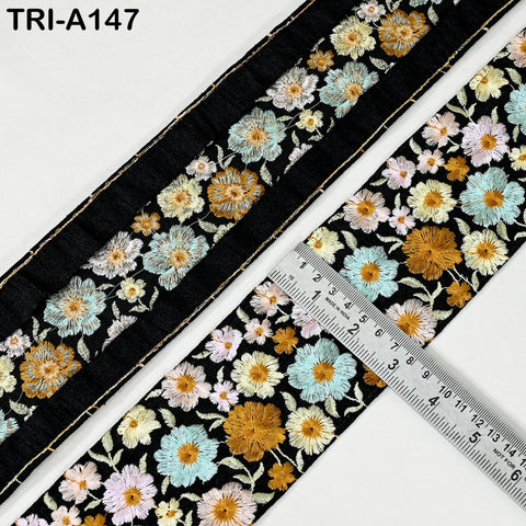 9 Yard 8cm Indian Trims Embroidered Decorative Fabric Laces Sari Border Saree Ribbon Curtains Home Decor Sewing Accessory DIY Crafting