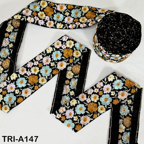 9 Yard 8cm Indian Trims Embroidered Decorative Fabric Laces Sari Border Saree Ribbon Curtains Home Decor Sewing Accessory DIY Crafting