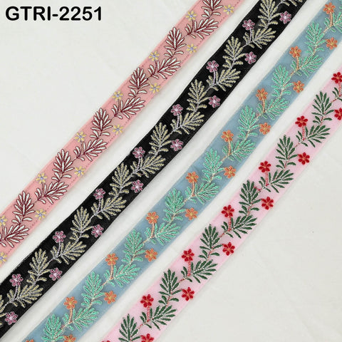 9 Yard Embroidered Fabric 3 CM Trim Gift Wrapping Ribbons Indian Sari Embellishment Sewing DIY Crafting Border Embroidery Cushion Lace