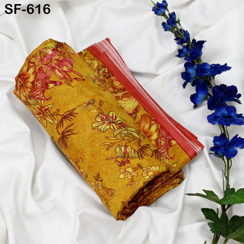Soft Habotai Pure Printed Silk Fabric by the Yard Indian Saree Wedding Dresses Bridesmaid Party Costumes DIY Crafting, and Sari Sewing
