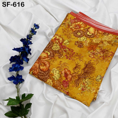 Soft Habotai Pure Printed Silk Fabric by the Yard Indian Saree Wedding Dresses Bridesmaid Party Costumes DIY Crafting, and Sari Sewing