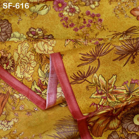 Soft Habotai Pure Printed Silk Fabric by the Yard Indian Saree Wedding Dresses Bridesmaid Party Costumes DIY Crafting, and Sari Sewing