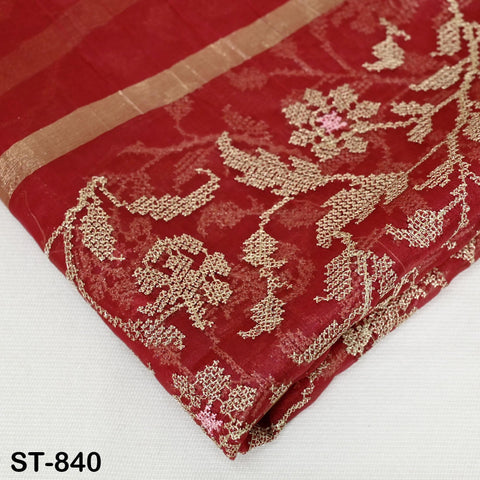 Organza Dupatta Red Embroidery, Gold Indian Women Head Scarf, Wedding Dress Matching Stole, Boho Stoles Evening Scarves Gifts For Bridesmaid