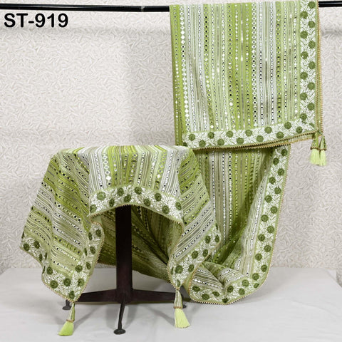 Indian Bridal Dupatta Mirror Work Embroidered Customized Wedding Georgette Long Women Dupatta Veil Lehenga Embroidery Stoles Chunni Gift