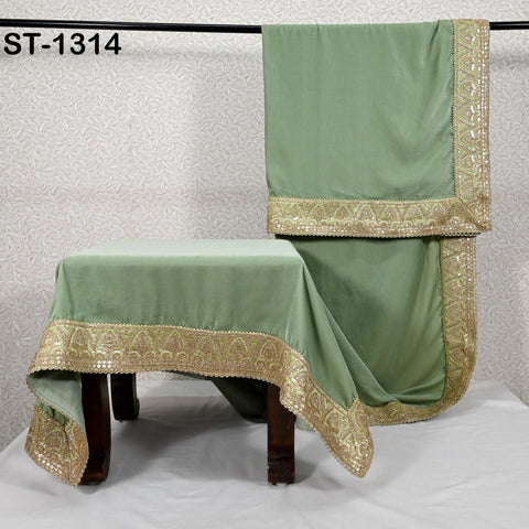 Mint Velvet Dupatta Gold Zari Embroidery on edges, Tradition dupatta Chunni Bridal Veil Lehenga Embroidered Festival Punjabi Women Gift Mom