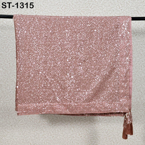 Dusty Pink Georgette Designer Dupatta for Women's Bridal Wedding lehenga Chunni/Veil Sequin Scarf Indian Dress Stole Ideal Gift Bridesmaid