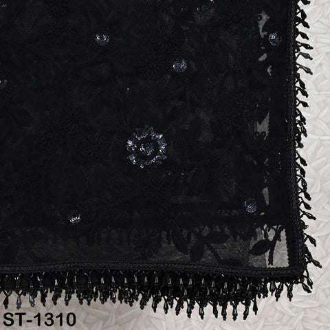 Black Indian Wedding Dupatta Embroidered Net Long Dupatta Chuni Bridal Veil Lehenga Embroidery Stoles Punjabi Dress Chunni Head Scarf Women