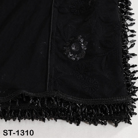 Black Indian Wedding Dupatta Embroidered Net Long Dupatta Chuni Bridal Veil Lehenga Embroidery Stoles Punjabi Dress Chunni Head Scarf Women