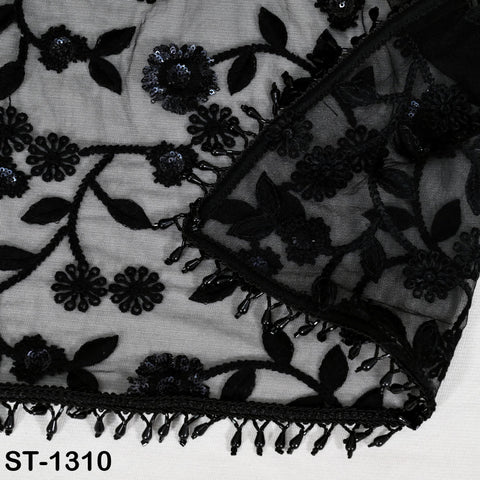 Black Indian Wedding Dupatta Embroidered Net Long Dupatta Chuni Bridal Veil Lehenga Embroidery Stoles Punjabi Dress Chunni Head Scarf Women