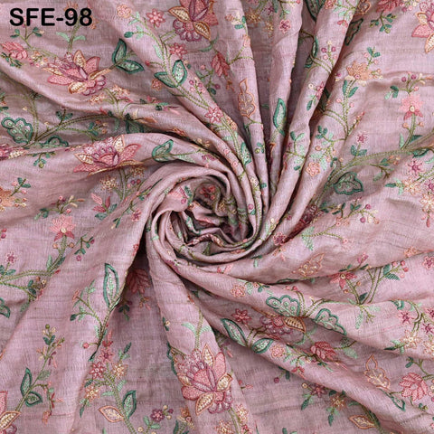 Pure Tussar Silk Embroidery Fabric by the yard Indian Embroidered Raw Silk Wild Natural Handmade Peace Silk Tussah Dresses Material Costumes