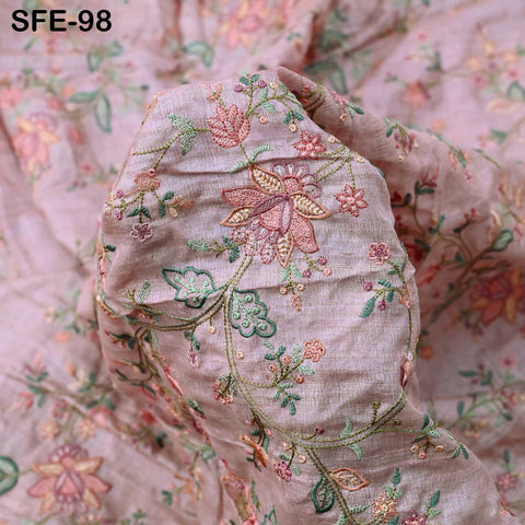 Pure Tussar Silk Embroidery Fabric by the yard Indian Embroidered Raw Silk Wild Natural Handmade Peace Silk Tussah Dresses Material Costumes