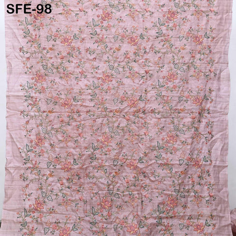 Pure Tussar Silk Embroidery Fabric by the yard Indian Embroidered Raw Silk Wild Natural Handmade Peace Silk Tussah Dresses Material Costumes