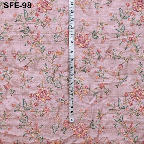 Pure Tussar Silk Embroidery Fabric by the yard Indian Embroidered Raw Silk Wild Natural Handmade Peace Silk Tussah Dresses Material Costumes