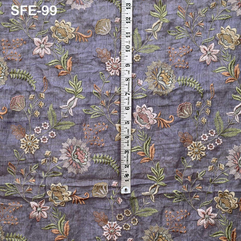 Pure Tussar Silk Embroidered Fabric by yard Indian Grey Embroidery Raw Silk Wild Natural Handmade Peace Silk Tussah Dress Material