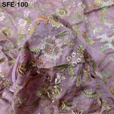Pure Tussar Silk Embroidery Fabric by the yard Indian Embroidered Raw Silk Wild Natural Handmade Peace Silk Tussah Dresses Material Costumes