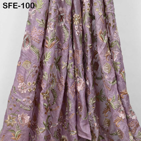 Pure Tussar Silk Embroidery Fabric by the yard Indian Embroidered Raw Silk Wild Natural Handmade Peace Silk Tussah Dresses Material Costumes