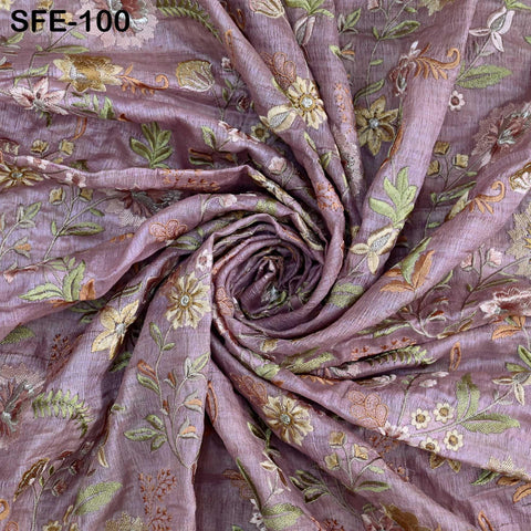 Pure Tussar Silk Embroidery Fabric by the yard Indian Embroidered Raw Silk Wild Natural Handmade Peace Silk Tussah Dresses Material Costumes
