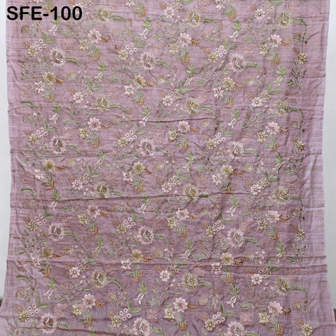 Pure Tussar Silk Embroidery Fabric by the yard Indian Embroidered Raw Silk Wild Natural Handmade Peace Silk Tussah Dresses Material Costumes