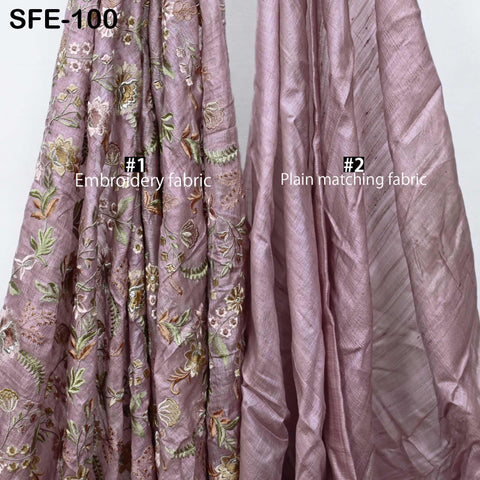 Pure Tussar Silk Embroidery Fabric by the yard Indian Embroidered Raw Silk Wild Natural Handmade Peace Silk Tussah Dresses Material Costumes