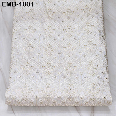 Ivory Embroidered Fabric by the Yard Embroidery Wedding Dresses Theatrical Historical Regency Reticules, Victorian Handbags Junk Journals