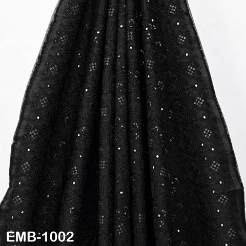 Black Embroidered Fabric by Yard, Sequins, Wedding Dresses, Victorian Handbags, Junk Journals