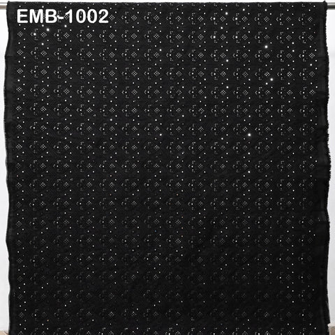 Black Embroidered Fabric by Yard, Sequins, Wedding Dresses, Victorian Handbags, Junk Journals
